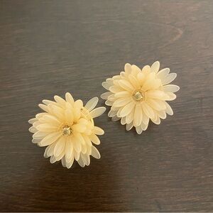J. Crew Cream Floral Petal Clip-On Earrings with Rhinestone